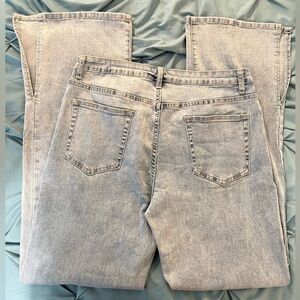 🔥 Light Wash Denim Jeans Wide Leg Flared with High Slits